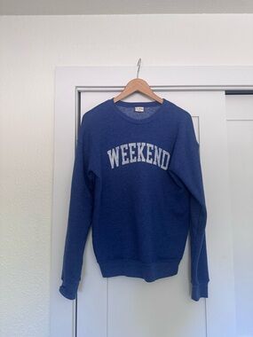 Oat Collective Weekend Graphic Crewneck Sweatshirt Blue
